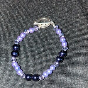 Elegant Purple and Black Beaded Bracelet